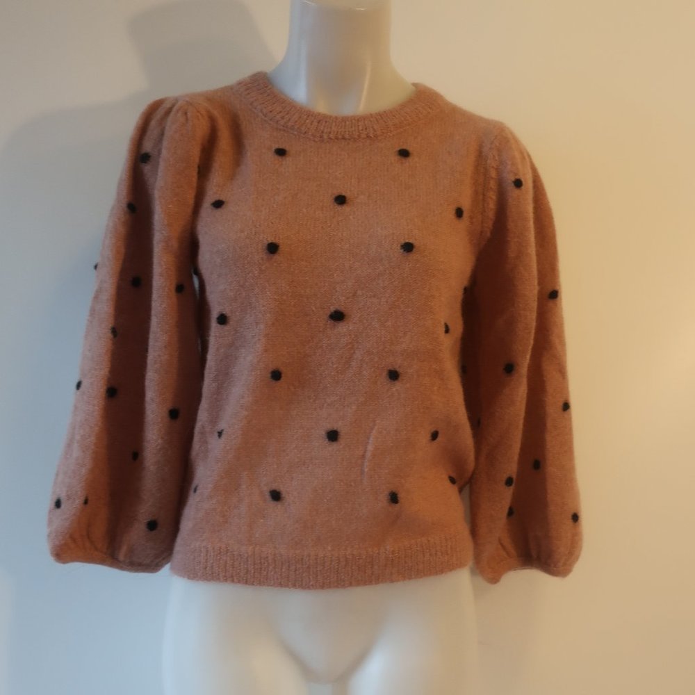 Avenue Blush Pink Pom-Pom Puff Sleeve Sweater - Picture 3 of 8